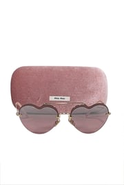 Miu Miu - Pink Reflective Frameless Heart Shape Sunglasses