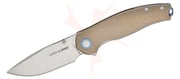 Viper Knives Jesper Voxnaes Vale Liner Lock Flipper Knife 3 inch CPM-MagnaCut Satin Drop Point Blade, Bronze Milled Titanium Handles, Blue Accents