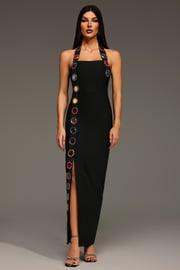 Dixie Halter Sleeveless Diamond Bandage Maxi Dress