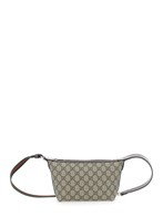 Beige Shoulder Bag with Adjustable Shoulder Strap with Web Motif and Double G Plaque on the Side in GG Canvas Woman