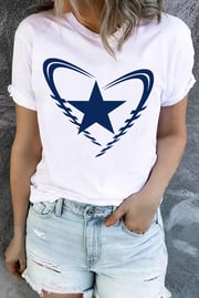 Star Round Neck Shift Casual T-Shirts