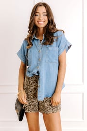 Chit Chat Over Coffee Denim Button Up