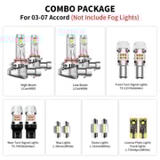 Fit for 2000-2007 Honda Accord LED Headlight Fog Exterior Interior Light Bulbs