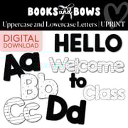 Printable Black and White Uppercase and Lowercase Letters | Books and Bows