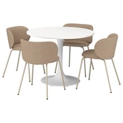 DOCKSTA / KRYLBO Table and 4 chairs - white white/Tonerud dark beige 40 1/2 "