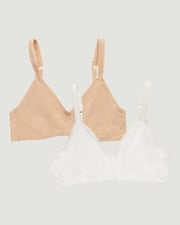 Cabana Cotton Bralette 2 Pack - Champagne White