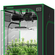 Smart Grow Tent Kit GIY-SE-44 4x4, 4-Plant Complete System, with WiFi E42A Controller, 2x 200W AeroLight Wing SE LED Grow Light, and 6-inch AeroZesh S6 Ventilation Combo