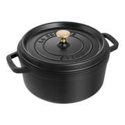 Staub Cast Iron - Round Cocottes 5.5 qt, Round, Cocotte, Black Matte
