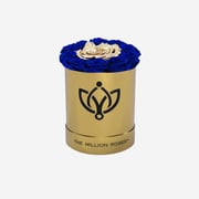 Basic Mirror Gold Box | Royal Blue & Gold Mini Roses
