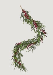 Traditional Eucalyptus and Red Berry Garland - 60"