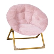 Gwen  23" Kids Cozy Mini Folding Saucer Chair, Faux Fur Moon Chair for Toddlers and Bedroom