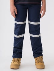 Kids Work Pants With Reflective Tape Navy