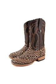 Men's Woven Cowhide Square Toe Cowboy Boot Size 6 Box 1M FINAL SALE