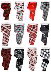 2.5" Buffalo Check Christmas Ribbon , Box of 12