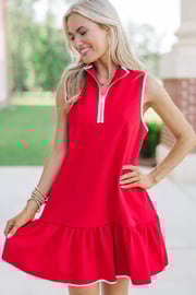 Say It All Red Textured Drop Waist Dress