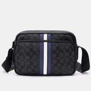 Men Checked Grain Crossbody Purse Waterproof Scratch-proof Classic Shoulder Handbag