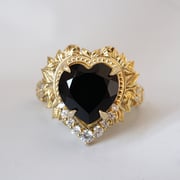 Heart of the Ocean Onyx Diamond Ring in 14K and 18K Gold