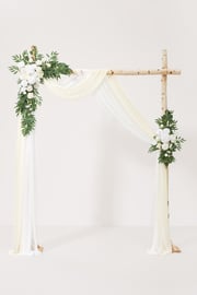 Flower Arch Decor with Drapes in White & Sage (Set of 4)