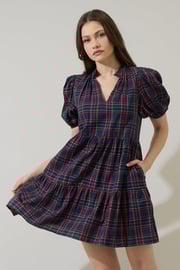 Chapman Plaid Jacey Babydoll Mini Dress