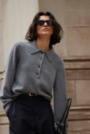 The Cashmere Polo in Heather Grey