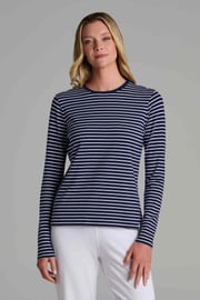 Women's Morada Everyday Long Sleeve T-Shirt | Navy/White Stripe
