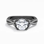 Black Cathedral Glory Beaded 2.00ct Moissanite Engagement Ring Criss Cross 925 Sterling Silver