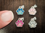 Dainty Sparkle Toe Pawprint Charm Pendant with Cremation Ashes