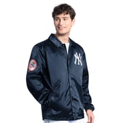 Men's New York Yankees  Starter Navy Cooperstown Collection Point Man Full-Snap Coaches Jacket