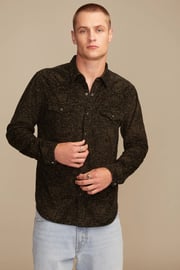 LONG SLEEVE PAISLEY CORDUROY WESTERN SHIRT