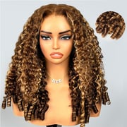 ISEE New In M-Cap Highlight Burmese Curly 9x6 Wear Go InvisiFit Strap Glueless Wig Pre Bleached Tiny Knots Lace Wig
