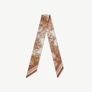 Silk Skinny Scarf - Floral Chestnut/Vanilla