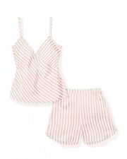 Women's Silk Cami Short Set in Pink Stripe