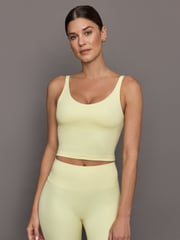 V-Neck Tank in Ribbed Melt - Pastel Yellow