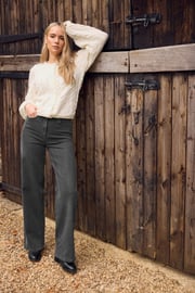 LTS Tall Dark Grey Washed Wide Leg Jeans