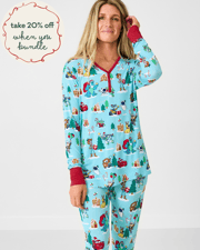 Pixar Christmas Village Women's Long Sleeve Pajama Top