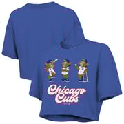 Women's Chicago Cubs Majestic Threads Royal Boxy Crop T-Shirt