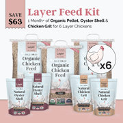 Layer Feed Kit | 1 Month of Organic Feed, Grit & Oyster Shell for 6 Layers