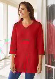 Perfect Three-Quarter Sleeve V-Neck Tunic