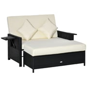 Ensemble de jardin 2 places canapé et repose-pieds polyester crème