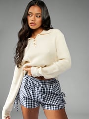 MISSGUIDED Collared Ribbed Knit Pullover With Button Details