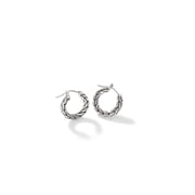 Carved Chain Hoop Earrings, Silver, Small|EB999709