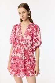 Mini Dress Aria - White Pink Macro Stelis