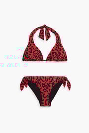 Leopard-print triangle bikini - brick - One Size