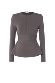 CREPE KNIT CURVED HEM JACKET - TORBA