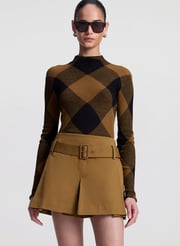 Hugh Fine Cotton Argyle Knit Top