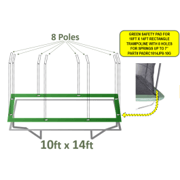 Standard Safety Pad (Spring Cover) for 10ft x 14ft Rectangle Trampoline that uses an 8 Pole Enclosure System- Green