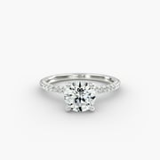 14K White Gold Petite Pavé Engagement Ring (Flush Fit)
