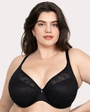 No-Show Lace Plunge T-Shirt Bra - Black Hue