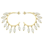 Pearl Charm Hoop Earrings