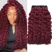 Ishow Burgundy #99J Human Hair Bundles Burmese Curly 3 Bundles Human Hair Weave